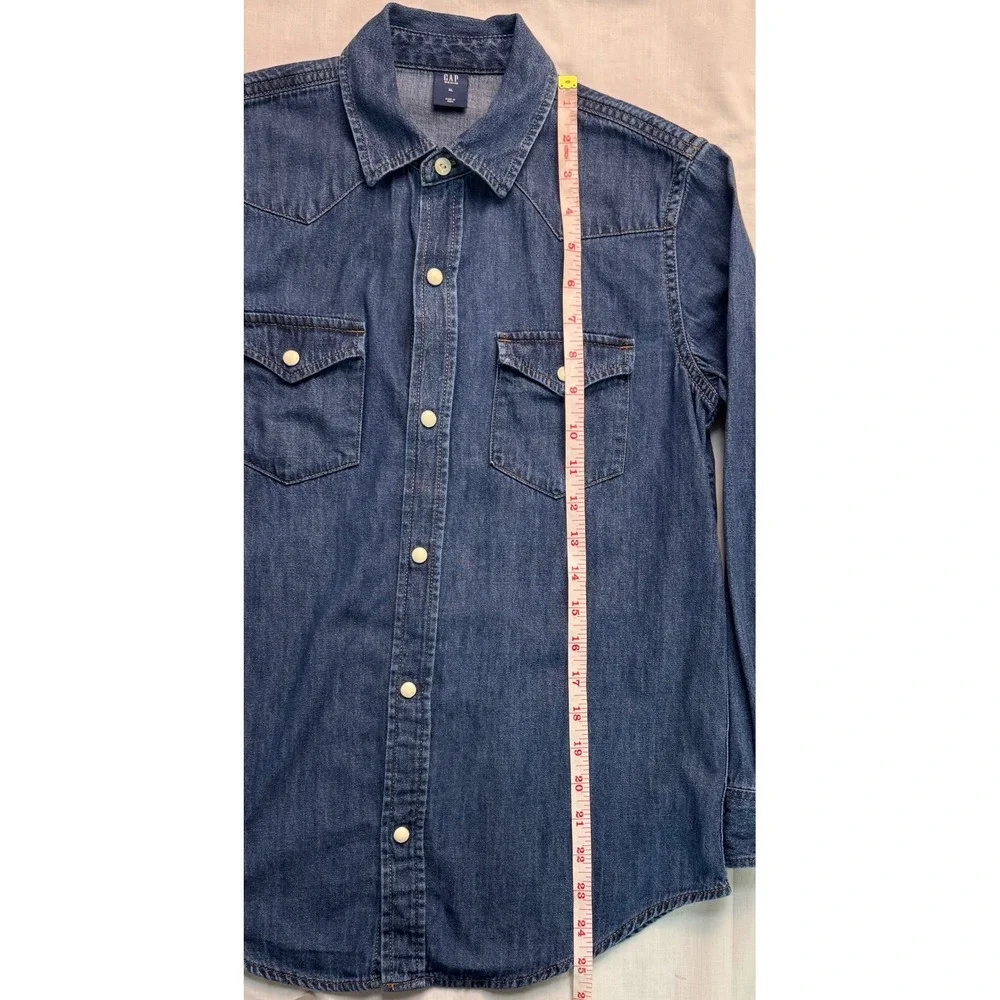 Gap Denim Girls XL Blue Western Snap Button Down Shirt Long Sleeve